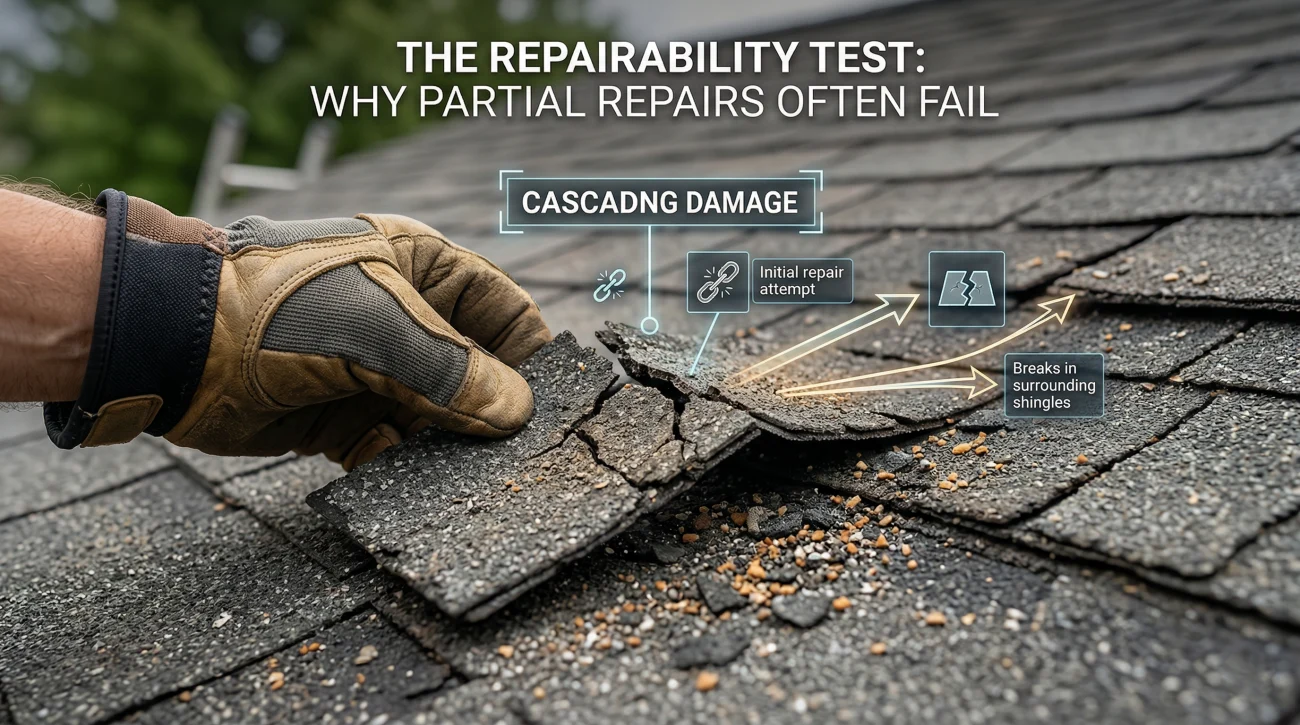 Brittle Shingle Repairability Test For Insurance