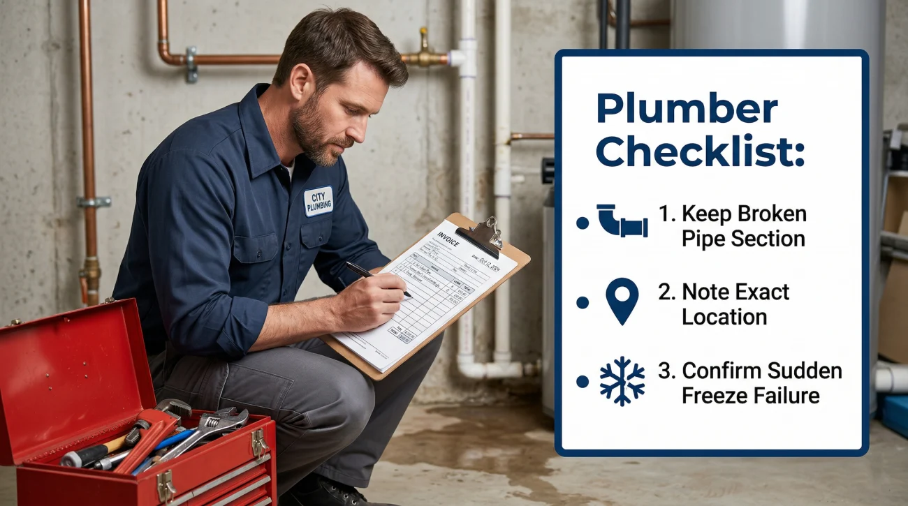 Plumber Documentation Checklist For Burst Pipes
