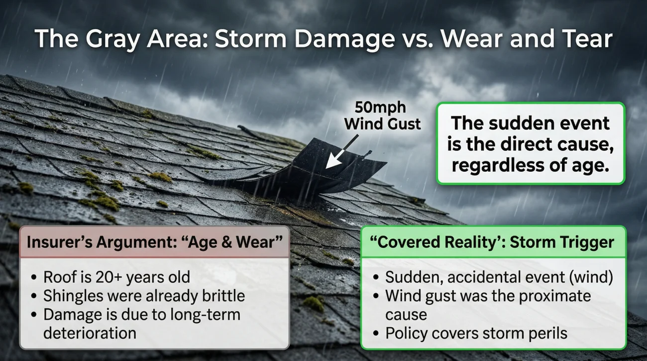 Storm Impact Trigger Vs Gradual Deterioration Of Aged Roof