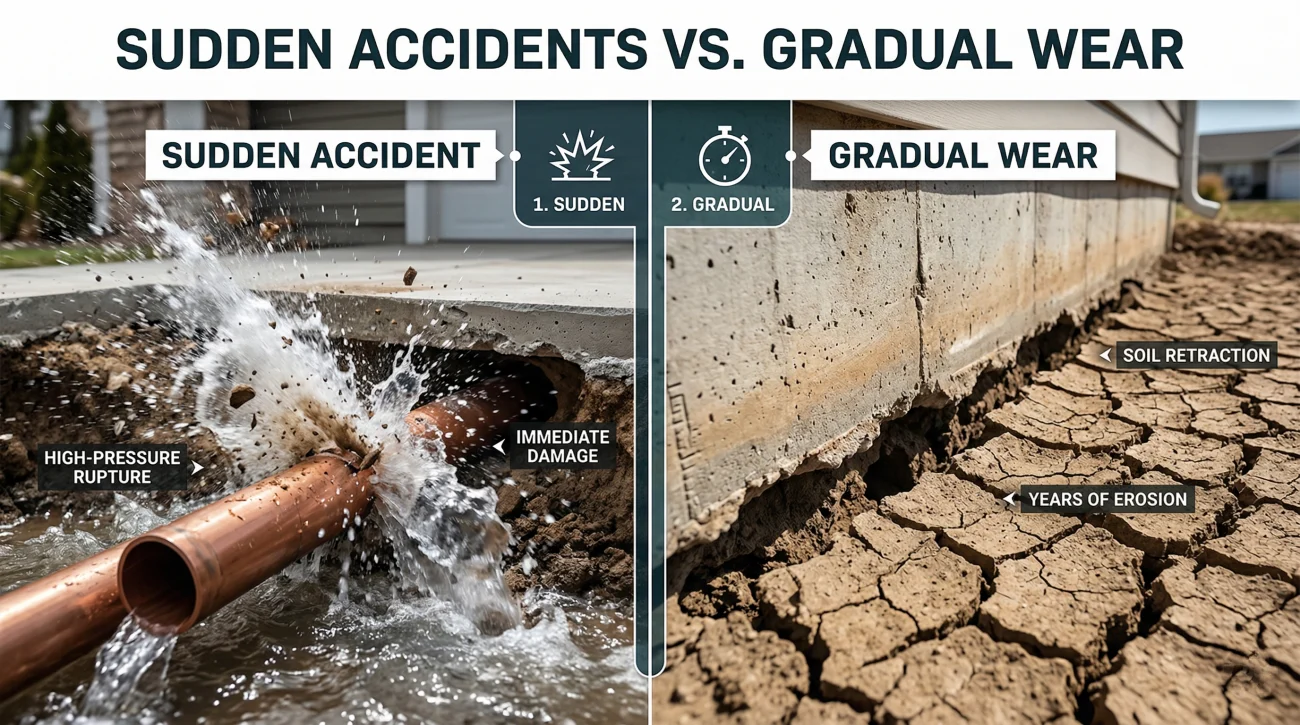 Sudden Accident Vs Gradual Foundation Damage Comparison