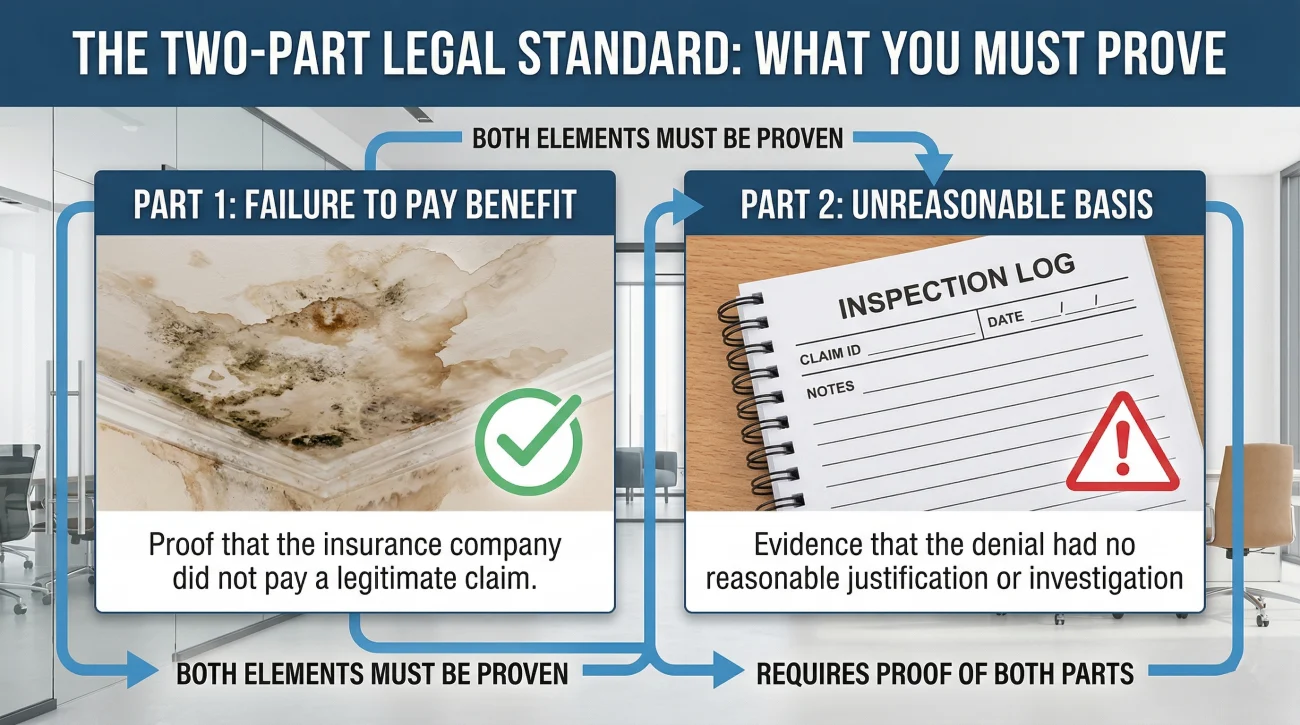 Two Part Legal Standard For Proving Insurance Bad Faith