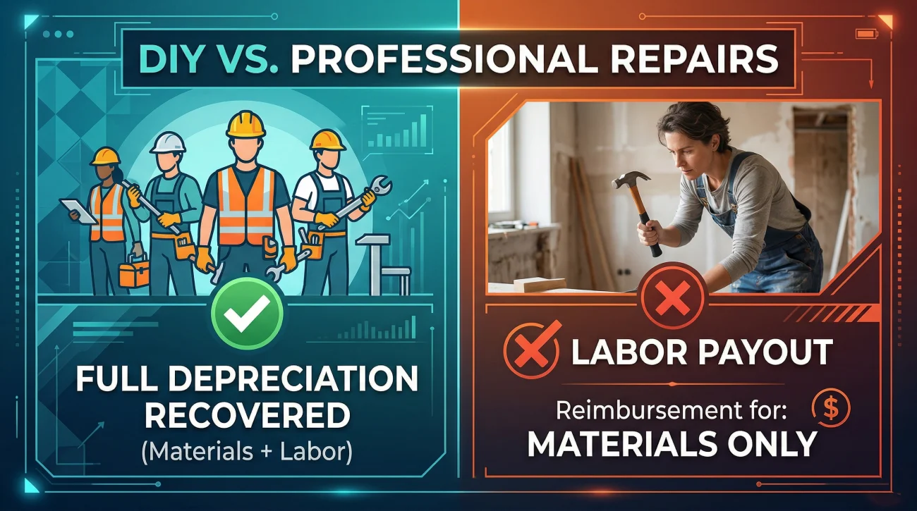 Insurance Payout Comparison For Licensed Contractor Vs DIY Repairs