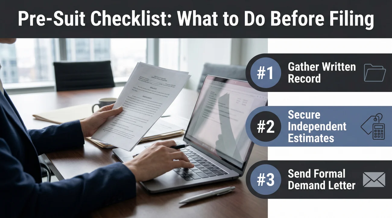 Pre Suit Checklist Before Filing Anything