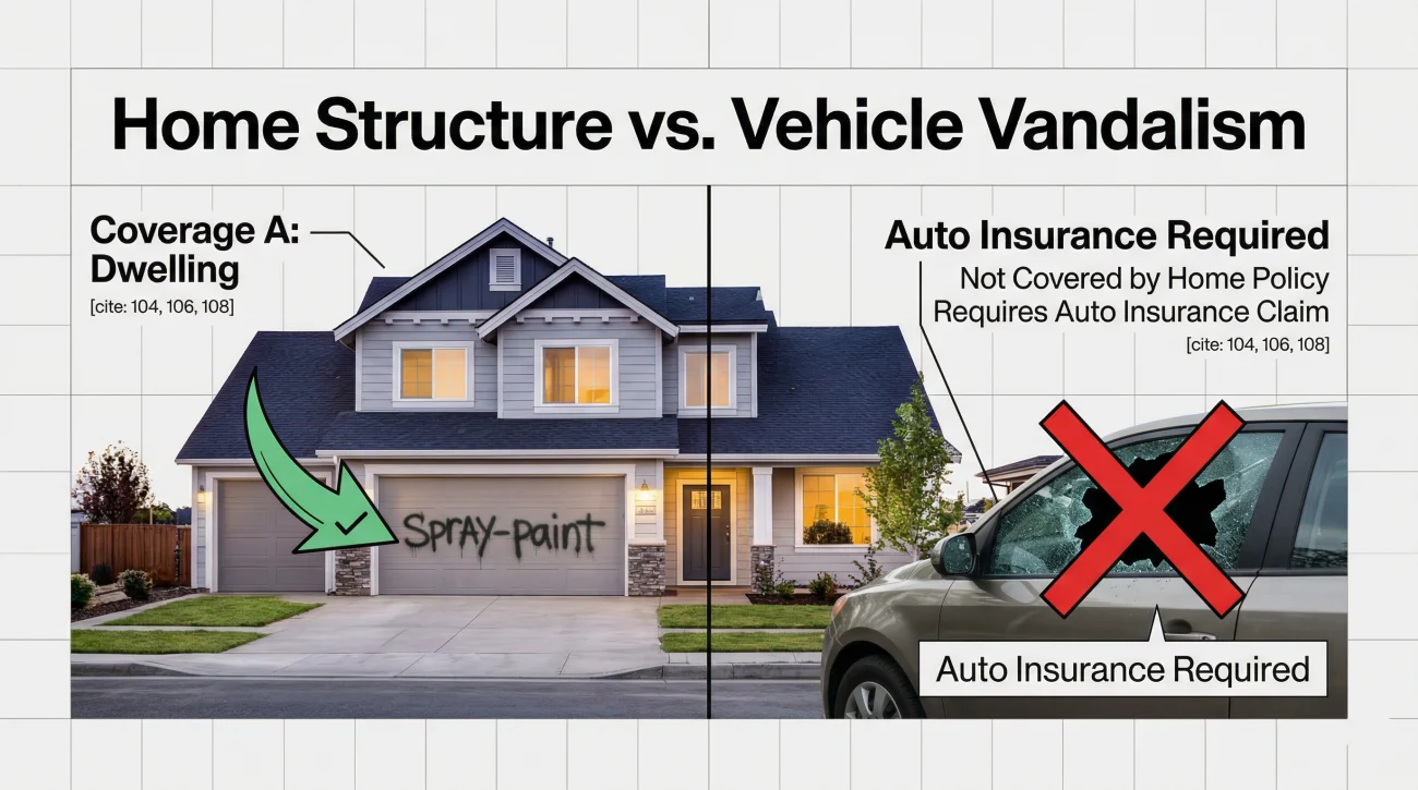 Separation Of Homeowners Dwelling Coverage And Auto Insurance For Vandalism