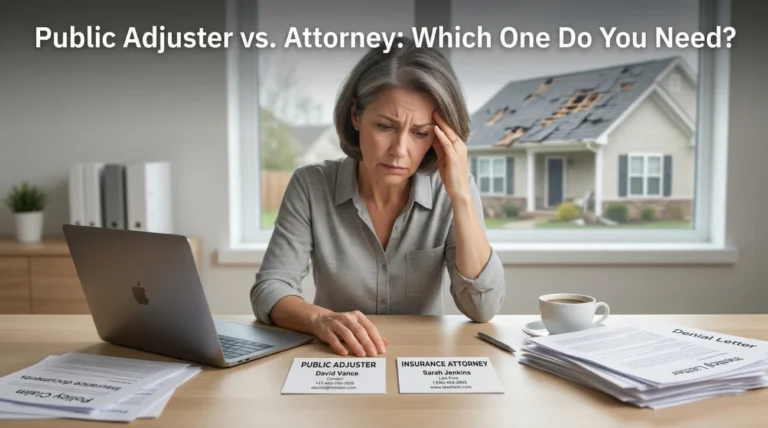 Public Adjuster vs. Attorney for Insurance Claims: Which One Your Situation Actually Needs
